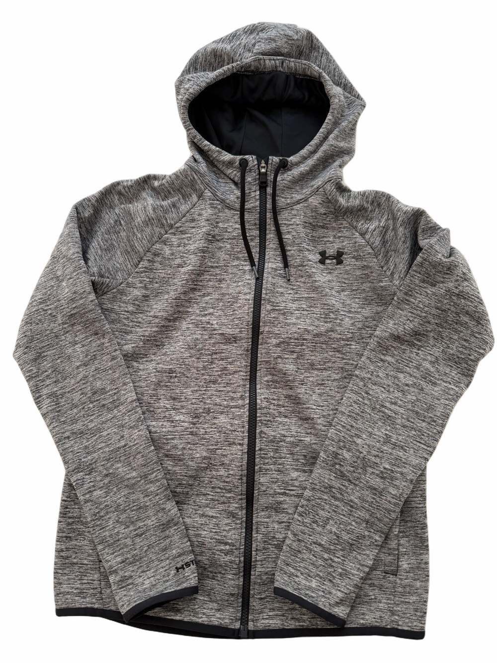 Under Armour Grey Black Full-Zip Hooded Jacket Back to School Men Small Athletic